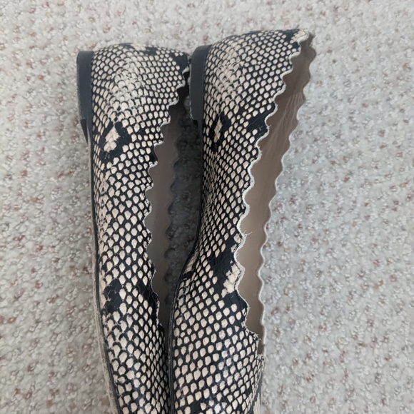 Chloe Lauren Python Embossed Snakeskin scallop Leather Ballet Flats Sz 9.5 $595. - Picture 5 of 12